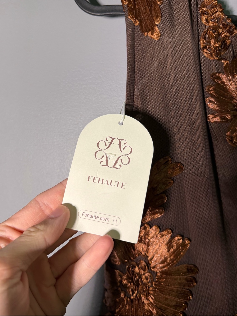 Fehaute Deep Brown Jacquard  Off The Shoulder Sleeveless Bodycon Dress Size 10 - Picture 3 of 5